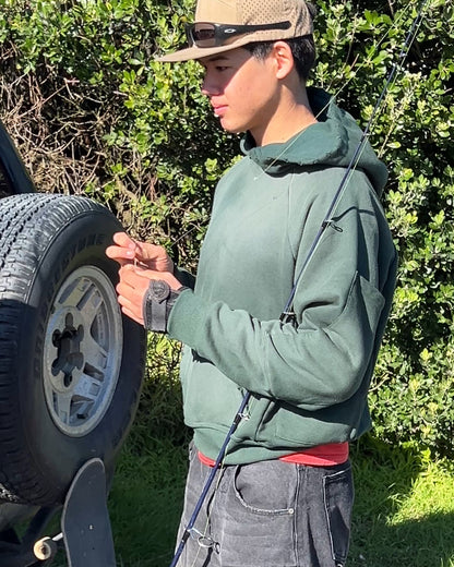 Webstate green summer hoodie on skater - lightweight functional skate hoodie