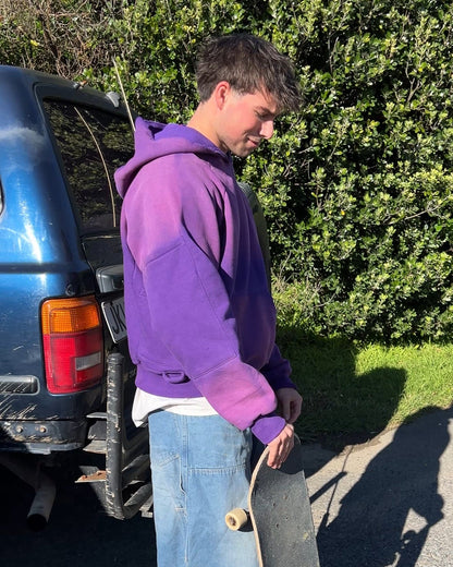 Webstate purple summer hoodie on skater - lightweight functional skate hoodie