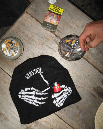 Webstate stash beanie close-up - hidden pocket skate streetwear beanie detail