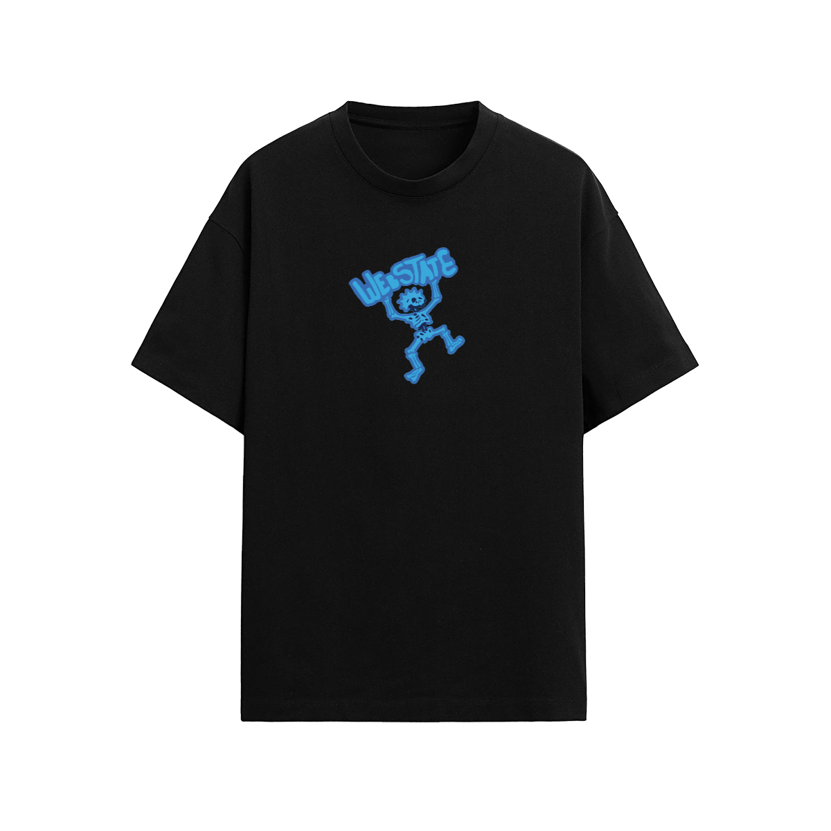 Webstate skellyman blue graphic tee - skeleton print blue skate streetwear tee