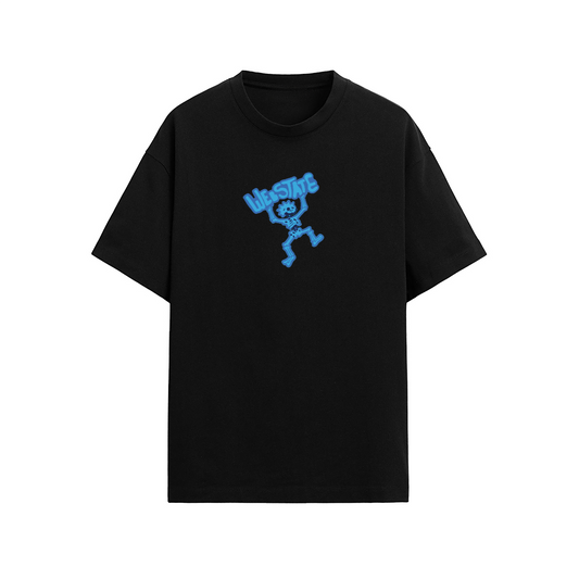 Webstate skellyman blue graphic tee - skeleton print blue skate streetwear tee