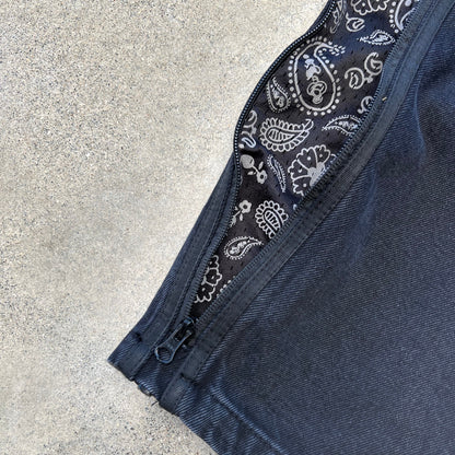 Webstate bandana denim detail - bandana print flexible skate jeans close-up