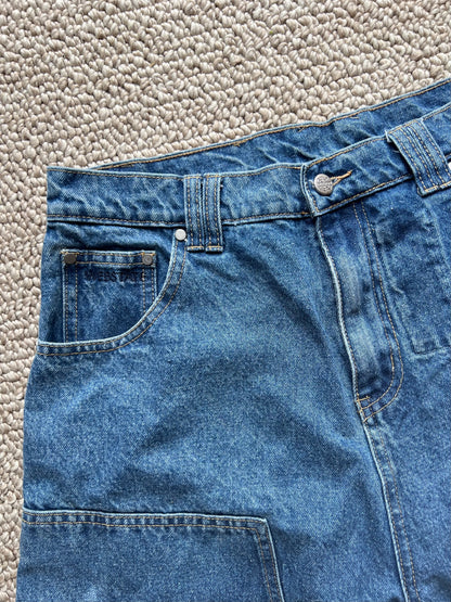 Webstate blue double knee jorts back - reinforced skate cargo shorts rear