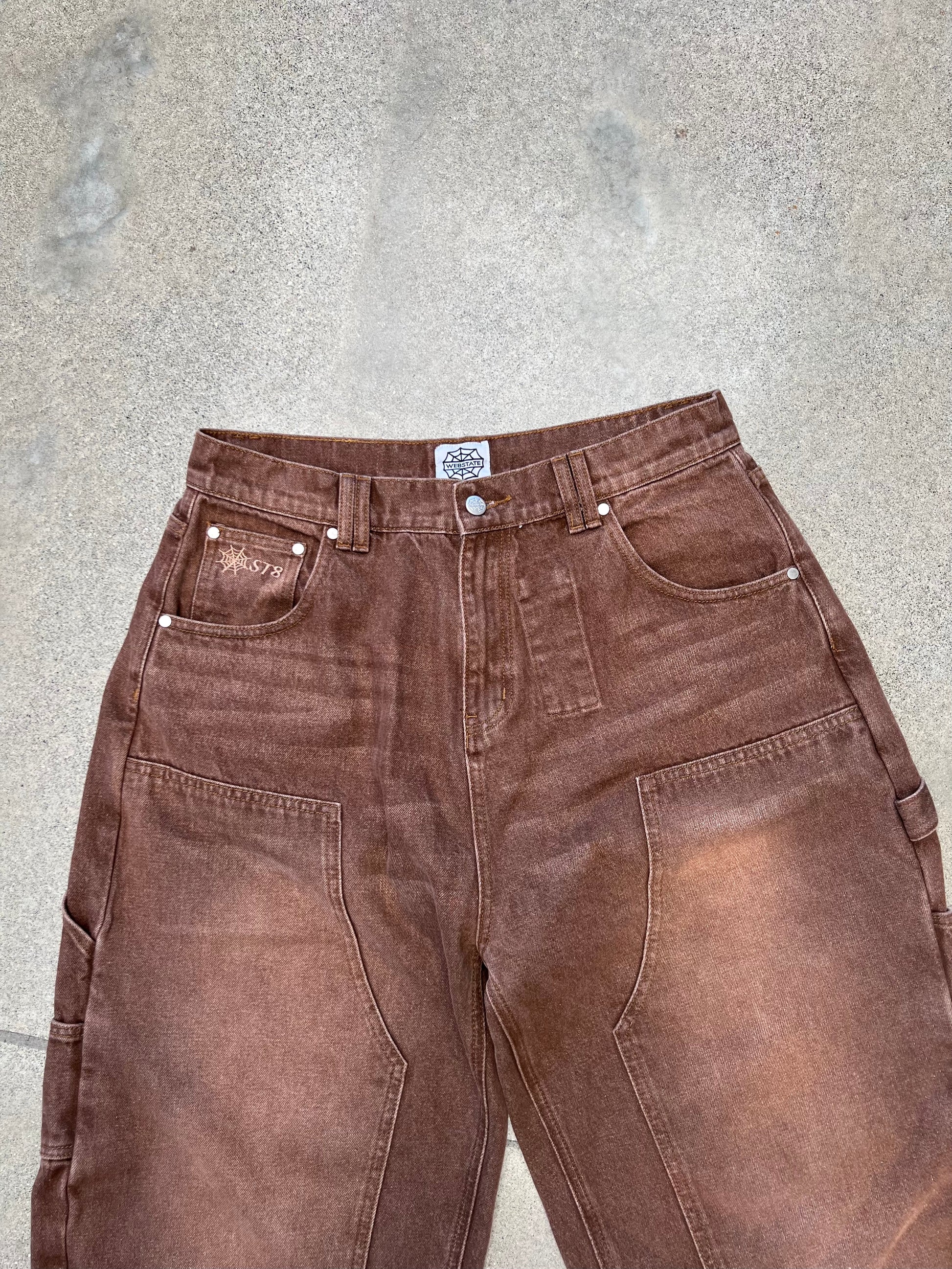 Webstate brown double knee denim back - reinforced skate jeans rear view