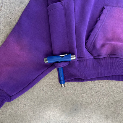 Webstate purple summer hoodie detail - breathable lightweight skate streetwear