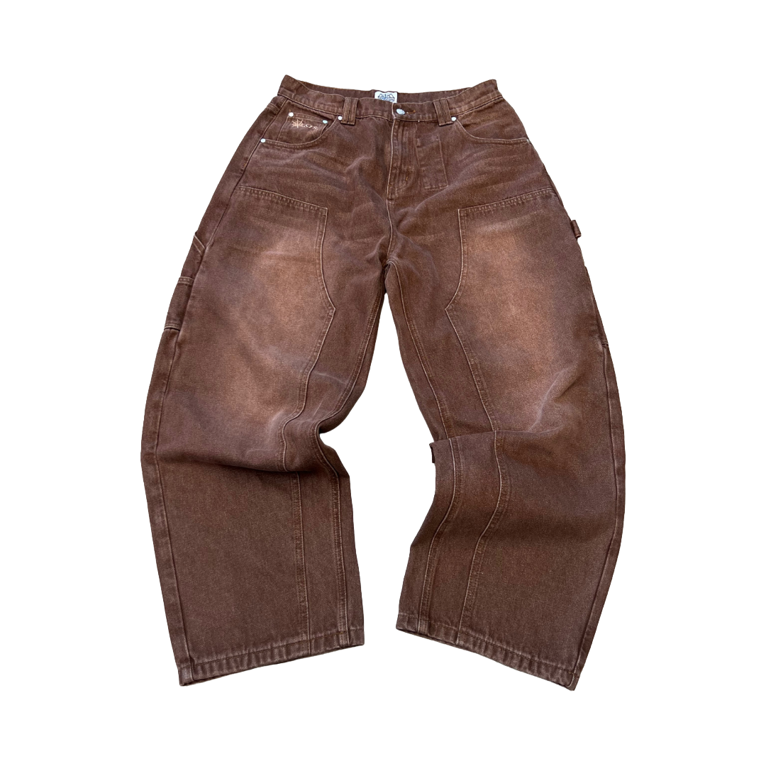 Webstate double knee brown skate jeans - reinforced knee brown denim streetwear