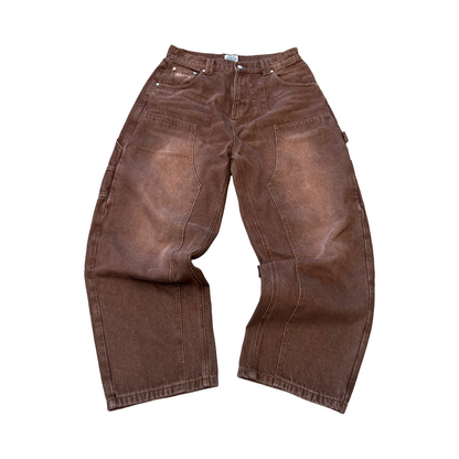 Webstate double knee brown skate jeans - reinforced knee brown denim streetwear