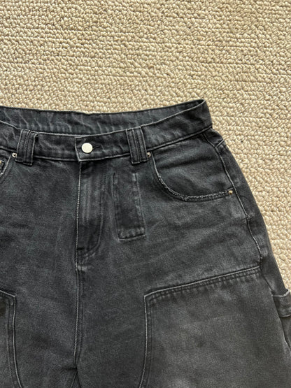Webstate black double knee jorts back - reinforced skate cargo shorts rear
