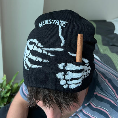 Webstate stash beanie detail - hidden stash pocket beanie skate brand