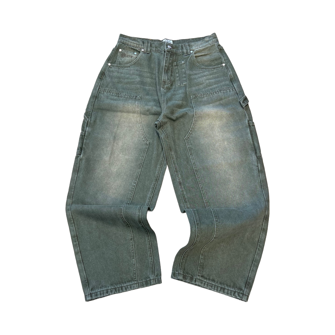 Webstate double knee green skate jeans - reinforced knee green denim streetwear