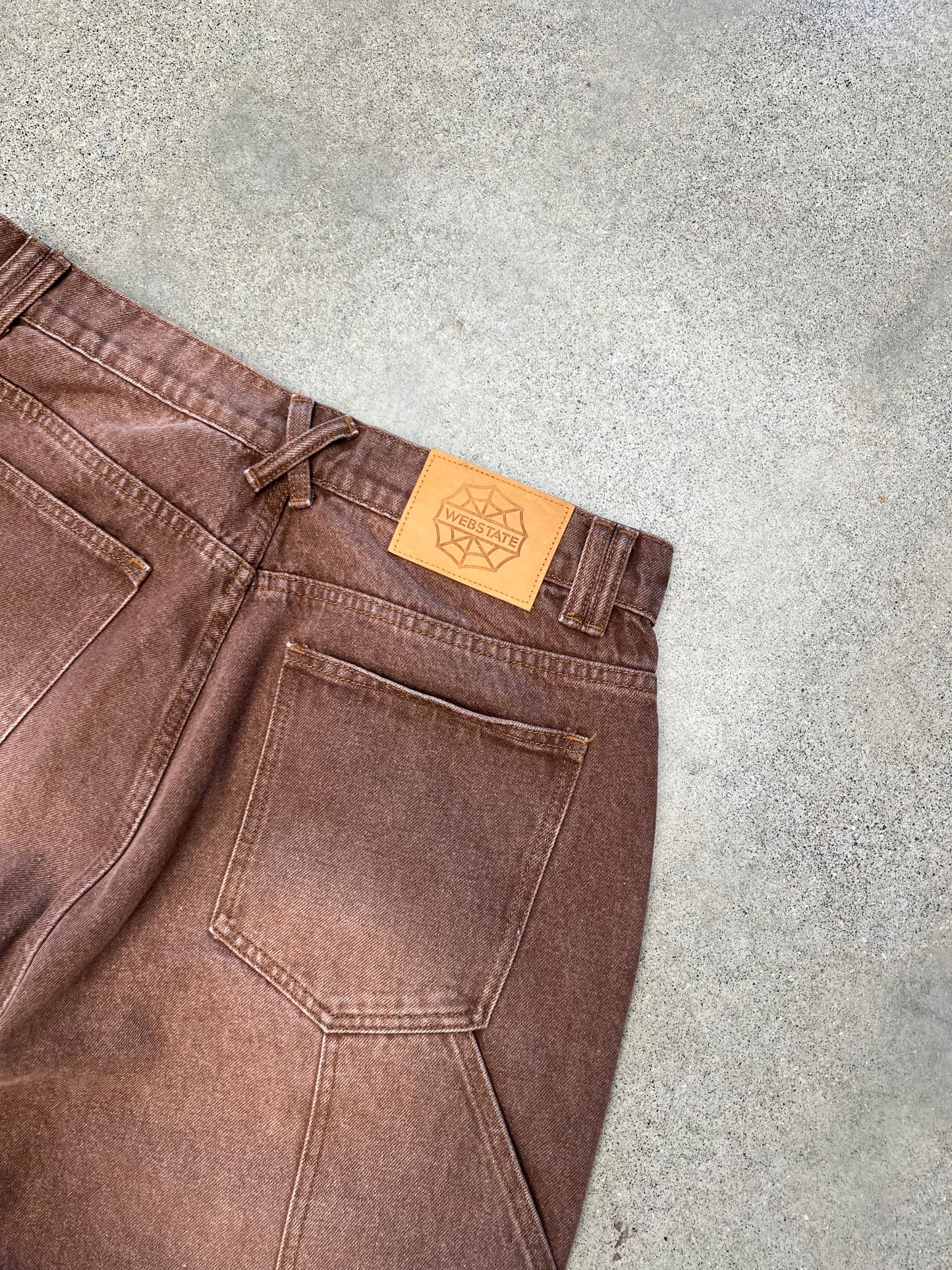 Webstate brown reinforced knee jeans side - functional skate denim side view