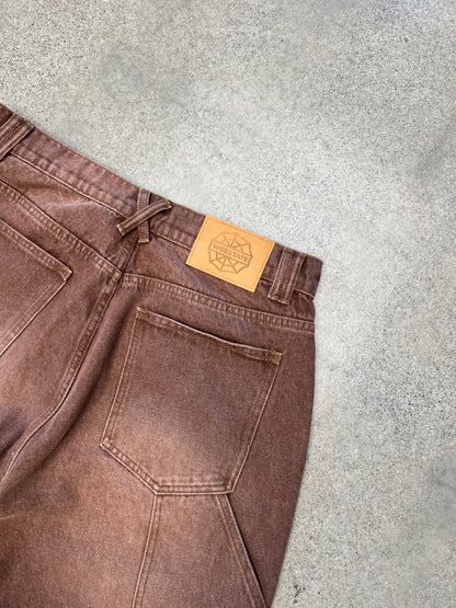 Webstate brown reinforced knee jeans side - functional skate denim side view