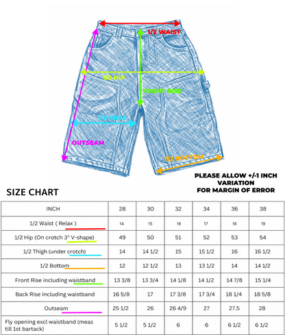 Webstate double knee blue jorts flat - reinforced cargo skate shorts product