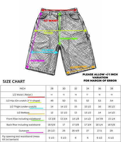 Webstate black double knee jorts close-up - stitching skate cargo shorts detail