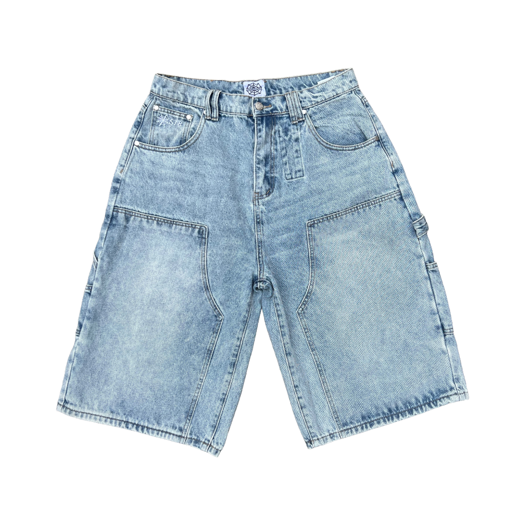 Webstate double knee light blue skate jorts - reinforced knee cargo jorts