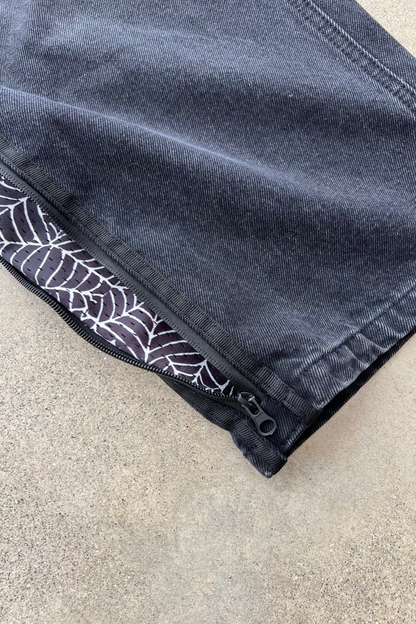 Webstate spiderweb denim on skater - airflow flexible skate streetwear jeans
