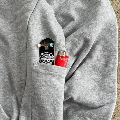 Webstate grey zip-up front view - functional cargo zip hoodie grey