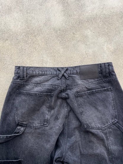 Webstate black double knee denim back - reinforced skate jeans rear view