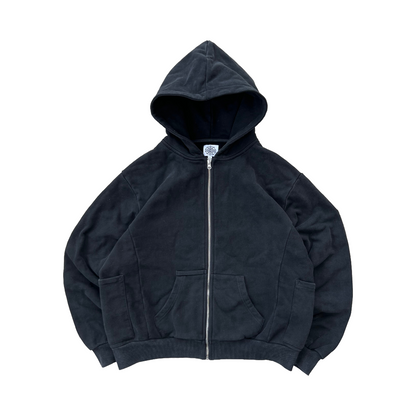 Webstate black cargo zip-up hoodie - 460GSM heavyweight skate zip streetwear