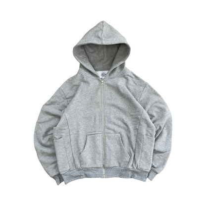 Webstate grey cargo zip-up hoodie - 460GSM heavyweight skate zip streetwear